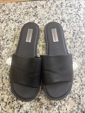 Steve Madden Black Slide Mules - Wide Strap Casual Slides